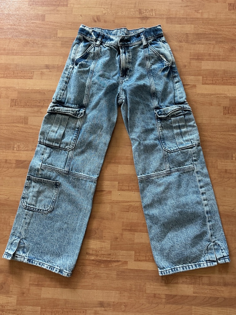 GAP Kids Low Stride Light Blue Washed Relaxed Cargo Jeans Size 12